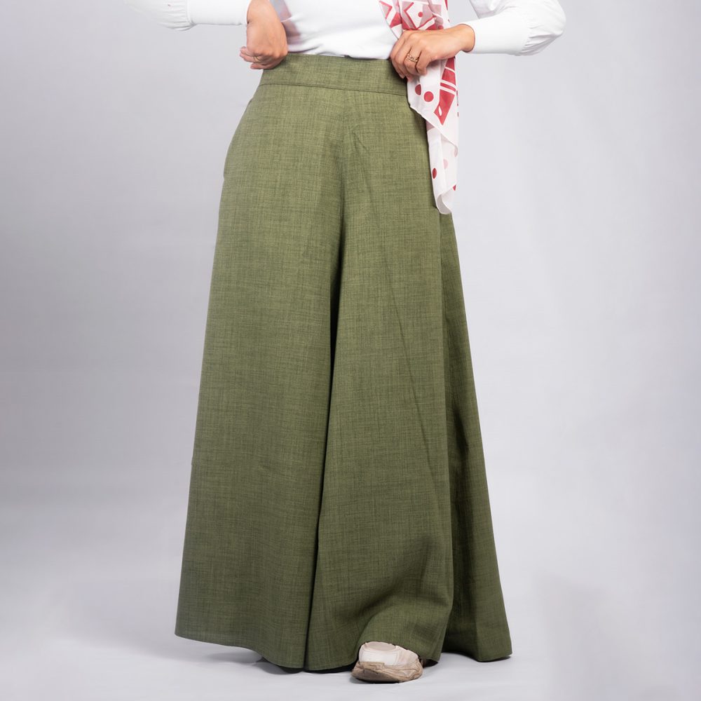 Green Wide Leg Pants Linen