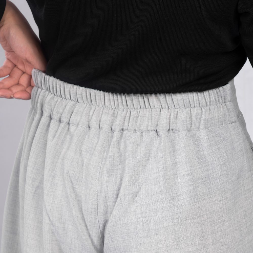 Grey Wide Leg Pants Linen - Image 4