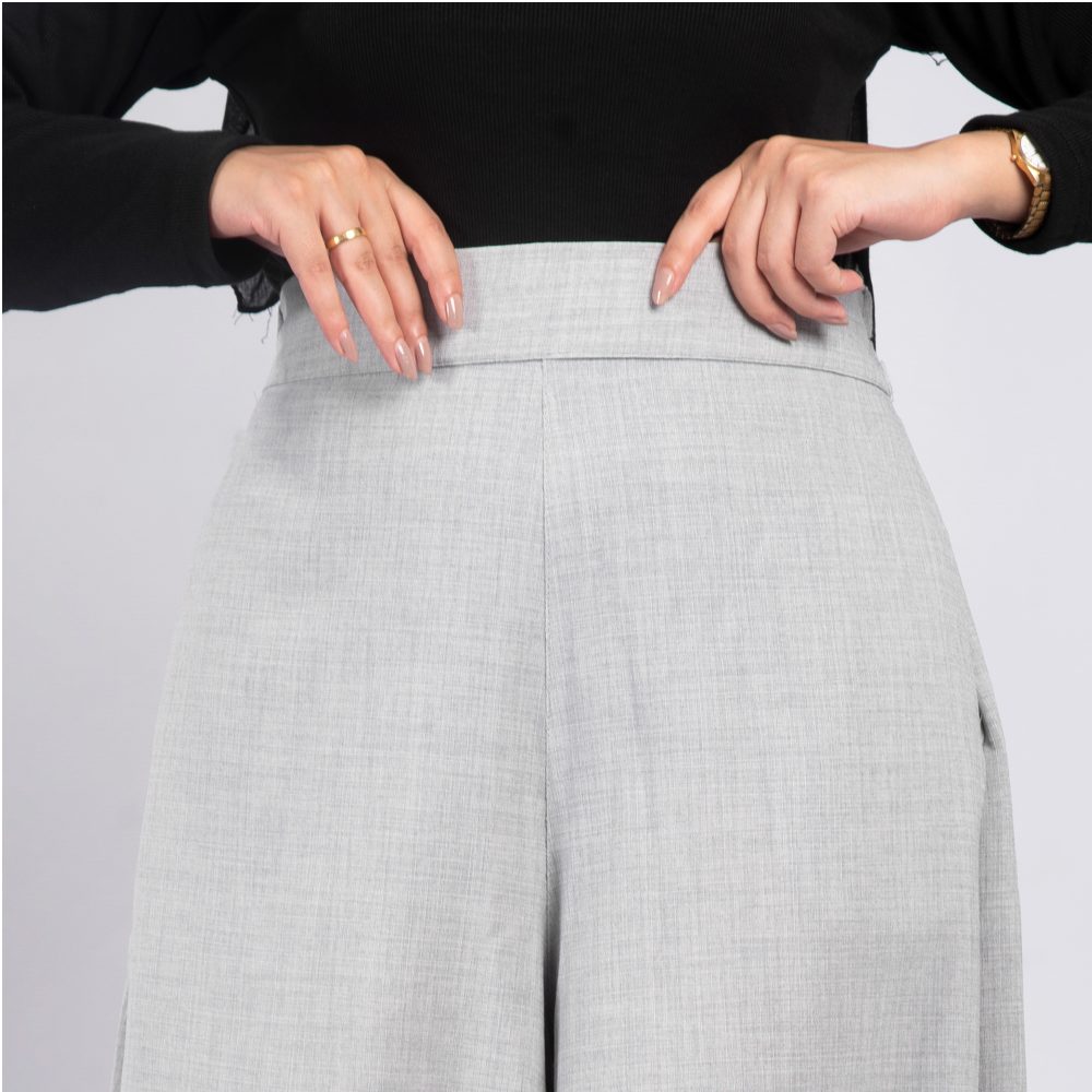 Grey Wide Leg Pants Linen - Image 2