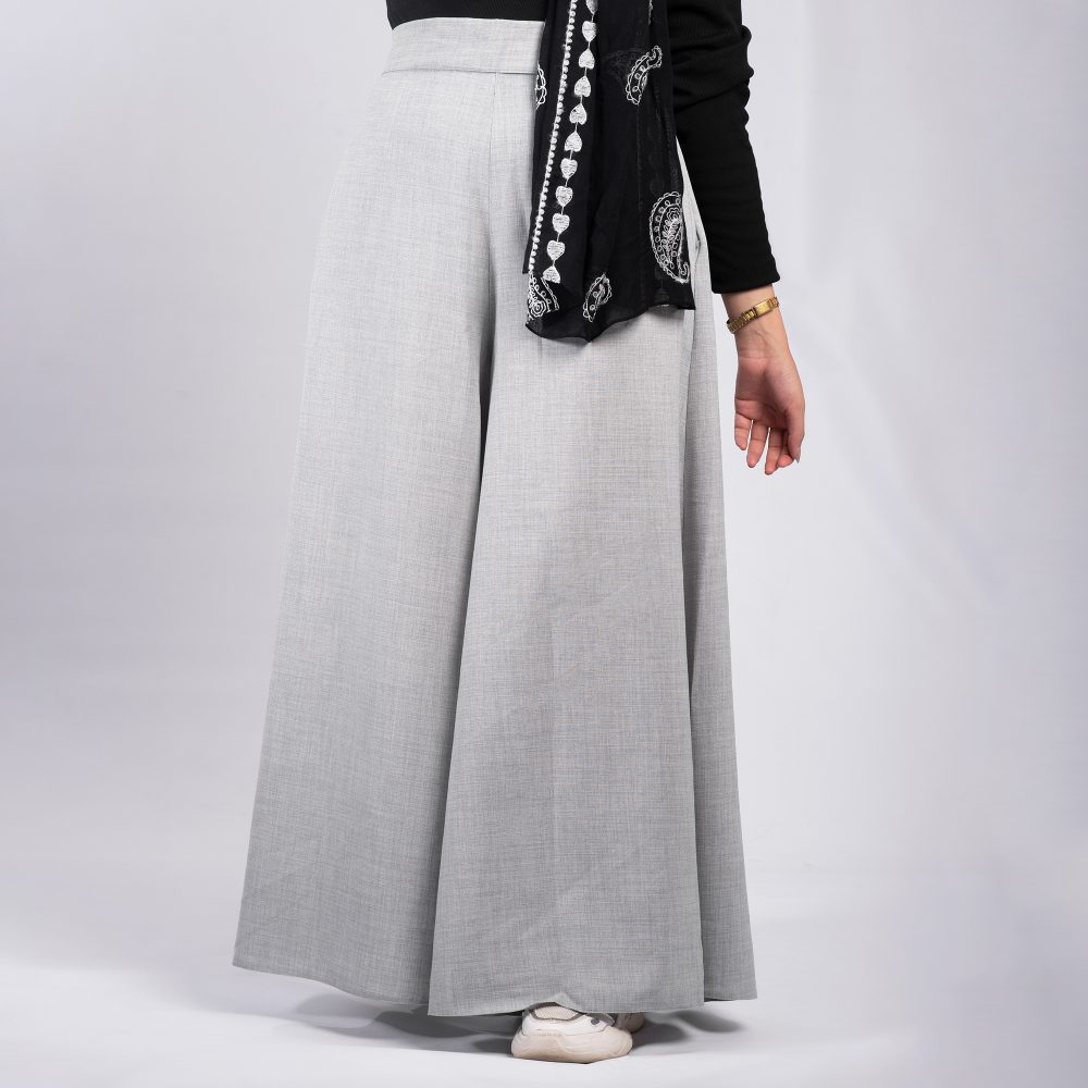 Grey Wide Leg Pants Linen
